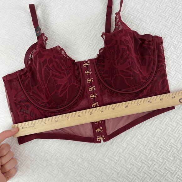 Brand New La Senza Women's Large Burgendy Merlot Purple Laced Corset Top Bra - Picture 15 of 16